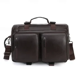 Men's Faux Leather Travel Backpack and Duffel Bag – Multi-Functional Large Capacity Bag with Dual Front Pockets for Business and Weekend Trips