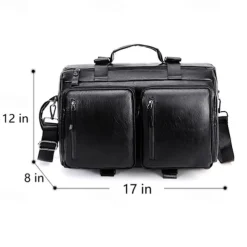 Men's Faux Leather Travel Backpack and Duffel Bag – Multi-Functional Large Capacity Bag with Dual Front Pockets for Business and Weekend Trips