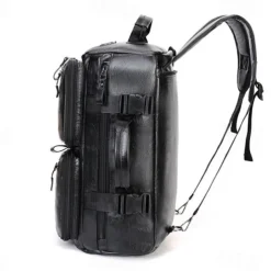 Men's Faux Leather Travel Backpack and Duffel Bag – Multi-Functional Large Capacity Bag with Dual Front Pockets for Business and Weekend Trips