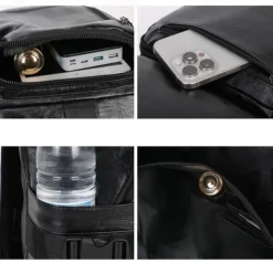 Men's Faux Leather Travel Backpack and Duffel Bag – Multi-Functional Large Capacity Bag with Dual Front Pockets for Business and Weekend Trips