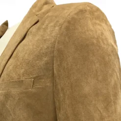 Men's Faux Suede Jacket Faux Suede Blazer Business Attire Company Party Fashion Casual Fall / Winter Faux Suede Plain Pocket Buttons Comfortable Single Breasted Blazer Dark Navy Brown Green khaki