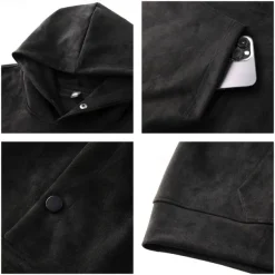 Men's Faux Suede Pullover Hoodie Sweatshirt Plain Work Sports & Outdoor Casual Streetwear Basic Casual Spring & Fall Cross-Seasons Clothing Apparel Hoodie