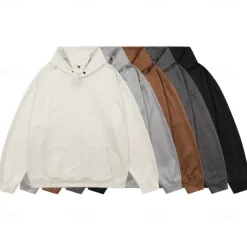 Men's Faux Suede Pullover Hoodie Sweatshirt Plain Work Sports & Outdoor Casual Streetwear Basic Casual Spring & Fall Cross-Seasons Clothing Apparel Hoodie