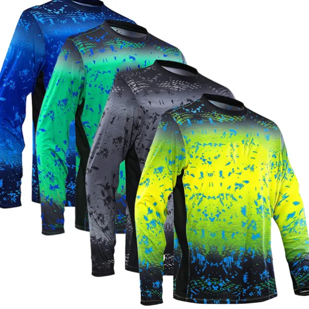 Men's Fishing Shirt Outdoor Long Sleeve UPF50+ UV Protection Breathable Quick Dry Lightweight Top Summer Spring Outdoor Fishing Yellow / Black Dark Gray Green Black