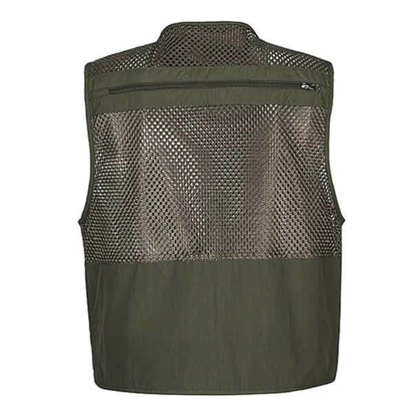 Men's Fishing Vest Hiking Vest Sleeveless V Neck Vest / Gilet Jacket Top Outdoor Breathable Quick Dry Multi Pockets Lightweight Polyester Army Green Khaki Dark Blue Fishing Climbing Camping / Hiking