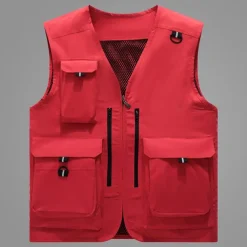 Men's Fishing Vest Hiking Vest Vest / Gilet Top Outdoor Portable Ultra Light (UL) Breathable Lightweight Beige gray Black Yellow Fishing Beach