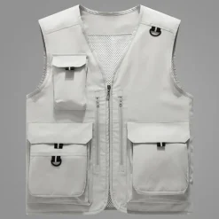 Men's Fishing Vest Hiking Vest Vest / Gilet Top Outdoor Portable Ultra Light (UL) Breathable Lightweight Beige gray Black Yellow Fishing Beach