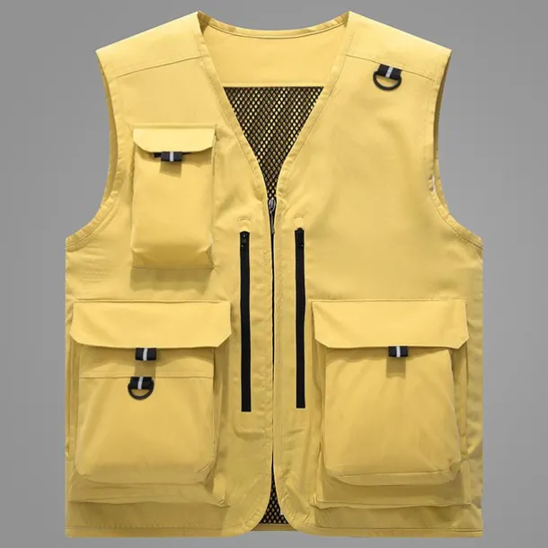 Men's Fishing Vest Hiking Vest Vest / Gilet Top Outdoor Portable Ultra Light (UL) Breathable Lightweight Beige gray Black Yellow Fishing Beach