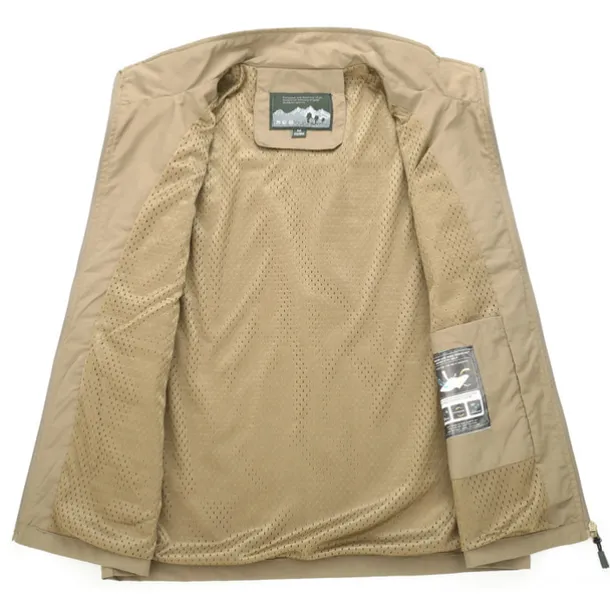 Men's Fishing Vest Hiking Vest Work Vest Sleeveless Vest / Gilet Jacket Top Outdoor Breathable Quick Dry Lightweight Sweat wicking Military color Blue khaki Fishing Climbing Camping / Hiking / Caving