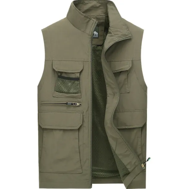 Men's Fishing Vest Hiking Vest Work Vest Sleeveless Vest / Gilet Jacket Top Outdoor Breathable Quick Dry Lightweight Sweat wicking Military color Blue khaki Fishing Climbing Camping / Hiking / Caving