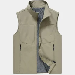 Men's Fishing Vest Hiking Vest Sleeveless Outerwear Top Outdoor Breathable Quick Dry Multi Pockets Lightweight Pocket Buckle Chinlon Black Cream Army Green Work Fishing Climbing