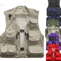 Men's Fishing Vest Hiking Vest Work Vest Outdoor Multi-Pockets Quick Dry Lightweight Breathable Autumn / Fall Spring Summer Vest / Gilet Mesh Camping / Hiking Hunting Fishing Blue khaki Green