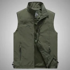 Men's Fishing Vest Military Tactical Vest Hiking Vest Sleeveless Vest / Gilet Jacket Top Outdoor Breathable Quick Dry Lightweight Multi Pockets Summer Back Venting Design Chinlon Dark Grey Black Army