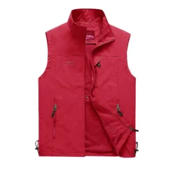 Men's Fishing Vest Military Tactical Vest Hiking Vest Sleeveless Vest / Gilet Jacket Top Outdoor Breathable Quick Dry Lightweight Multi Pockets Summer Back Venting Design Chinlon Dark Grey Black Army