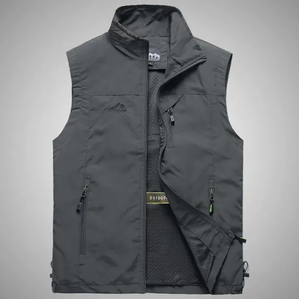 Men's Fishing Vest Military Tactical Vest Hiking Vest Sleeveless Vest / Gilet Jacket Top Outdoor Breathable Quick Dry Lightweight Multi Pockets Summer Back Venting Design Chinlon Dark Grey Black Army