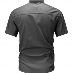 Men's Flag American US Flag Letter Printed Work Shirt Western Shirt Cargo Shirt Short Sleeve Western Style Tactical Fashion Casual Going out Summer Turndown Buttons Print Black Army Green Khaki Dark