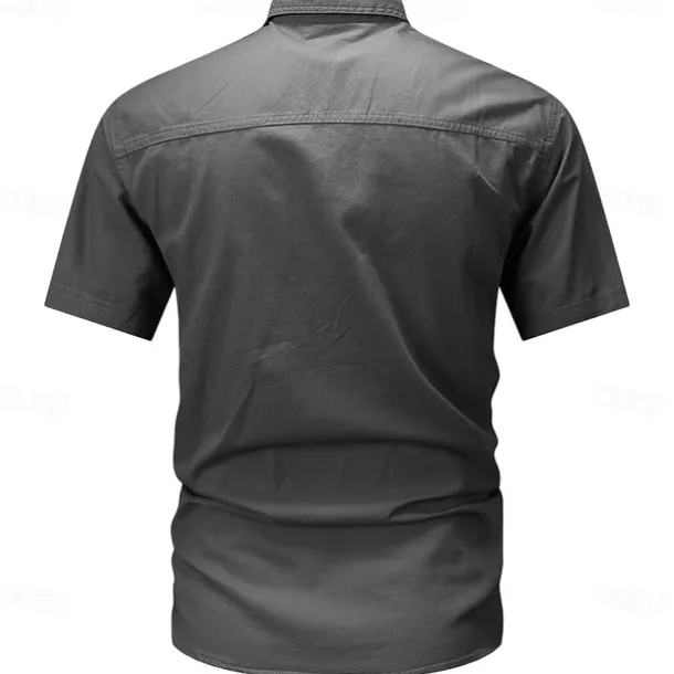 Men's Flag American US Flag Letter Printed Work Shirt Western Shirt Cargo Shirt Short Sleeve Western Style Tactical Fashion Casual Going out Summer Turndown Buttons Print Black Army Green Khaki Dark