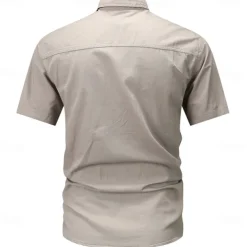 Men's Flag American US Flag Letter Printed Work Shirt Western Shirt Cargo Shirt Short Sleeve Western Style Tactical Fashion Casual Going out Summer Turndown Buttons Print Black Army Green Khaki Dark