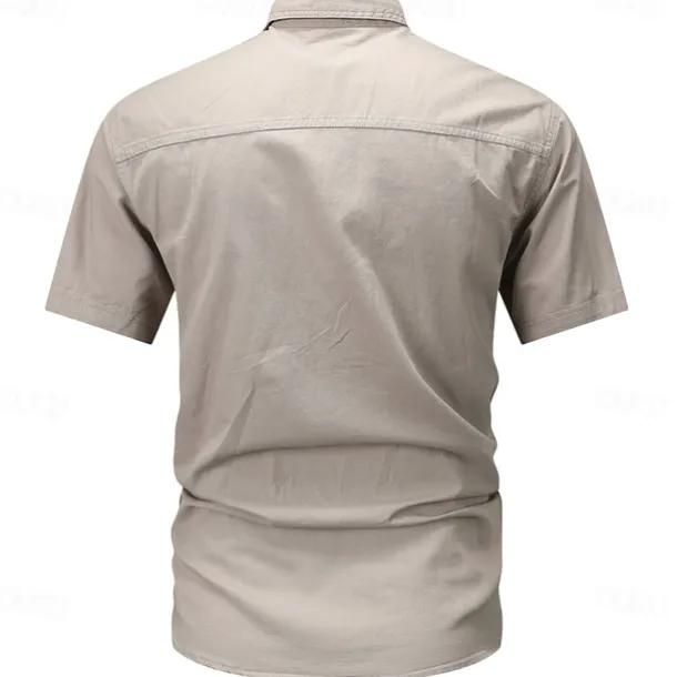 Men's Flag American US Flag Letter Printed Work Shirt Western Shirt Cargo Shirt Short Sleeve Western Style Tactical Fashion Casual Going out Summer Turndown Buttons Print Black Army Green Khaki Dark