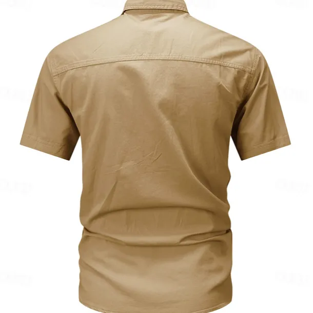 Men's Flag American US Flag Letter Printed Work Shirt Western Shirt Cargo Shirt Short Sleeve Western Style Tactical Fashion Casual Going out Summer Turndown Buttons Print Black Army Green Khaki Dark