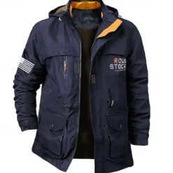 Men's Flag American US Flag Outdoor Jacket Coat Hoodie Jacket Tactical Practical Waterproof Casual Sports Outdoor Daily Wear Zip Front Adjustable Drawstring Hood Graphic Fall Winter Standing Collar