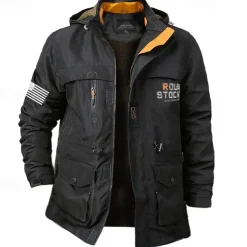 Men's Flag American US Flag Outdoor Jacket Coat Hoodie Jacket Tactical Practical Waterproof Casual Sports Outdoor Daily Wear Zip Front Adjustable Drawstring Hood Graphic Fall Winter Standing Collar