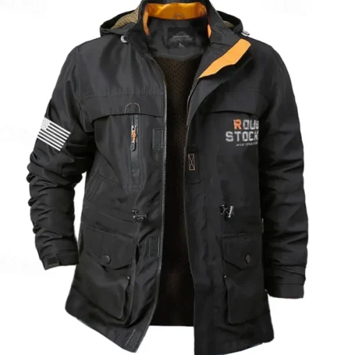 Men's Flag American US Flag Outdoor Jacket Coat Hoodie Jacket Tactical Practical Waterproof Casual Sports Outdoor Daily Wear Zip Front Adjustable Drawstring Hood Graphic Fall Winter Standing Collar