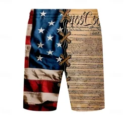 Men's Flag Letter American Flag Swimming Trunks Board Shorts Shorts Mid Waist Fashion Streetwear Designer Casual Daily Holiday Pocket Drawstring Elastic Waist Designer Clothing Apparel