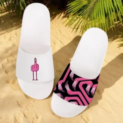 Men's Flamingo Themed Slide Sandals with Colorful Pattern – Casual & Fun Style for Beach, Poolside & Summer Vacations