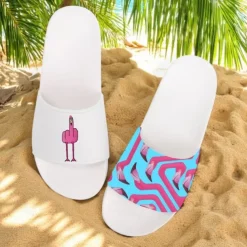 Men's Flamingo Themed Slide Sandals with Colorful Pattern – Casual & Fun Style for Beach, Poolside & Summer Vacations