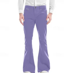 Men's Flared Pants Trousers Casual Pants Pocket Plain Comfort Breathable Outdoor Daily Going out Fashion Casual Black White