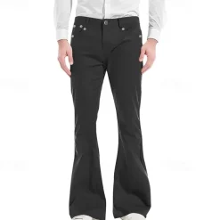 Men's Flared Pants Trousers Casual Pants Pocket Plain Comfort Breathable Outdoor Daily Going out Fashion Casual Black White