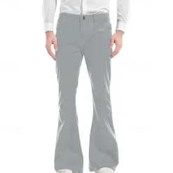 Men's Flared Pants Trousers Casual Pants Pocket Plain Comfort Breathable Outdoor Daily Going out Fashion Casual Black White