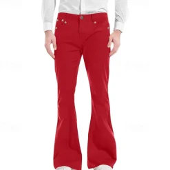 Men's Flared Pants Trousers Casual Pants Pocket Plain Comfort Breathable Outdoor Daily Going out Fashion Casual Black White