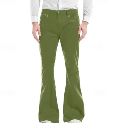 Men's Flared Pants Trousers Casual Pants Pocket Plain Comfort Breathable Outdoor Daily Going out Fashion Casual Black White