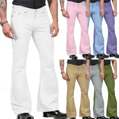Men's Flared Pants Trousers Casual Pants Buttons Pocket Plain Comfort Outdoor Daily Fashion Casual ArmyGreen Black Micro-elastic