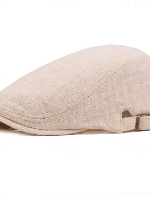 Men's Flat Cap Ascot Hat Newsboy Hat Black Blue Cotton / Linen Blend Fashion Casual Street Daily Plain Adjustable Sunscreen Breathable