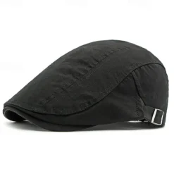 Men's Flat Cap Ascot Hat Newsboy Hat Black Navy Blue 100% Cotton Fashion Casual Street Daily Plain Adjustable Sunscreen Breathable