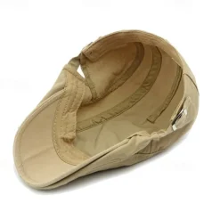 Men's Flat Cap Ascot Hat Newsboy Hat Black Navy Blue 100% Cotton Fashion Casual Street Daily Plain Adjustable Sunscreen Breathable