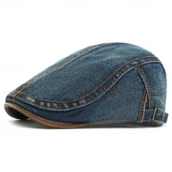 Men's Flat Cap Ascot Hat Newsboy Hat Black Navy Blue Denim Fashion Casual Street Daily Plain Adjustable Sunscreen Breathable