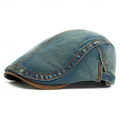 Men's Flat Cap Ascot Hat Newsboy Hat Black Navy Blue Denim Fashion Casual Street Daily Plain Adjustable Sunscreen Breathable