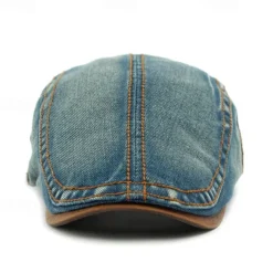 Men's Flat Cap Ascot Hat Newsboy Hat Black Navy Blue Denim Fashion Casual Street Daily Plain Adjustable Sunscreen Breathable