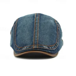 Men's Flat Cap Ascot Hat Newsboy Hat Black Navy Blue Denim Fashion Casual Street Daily Plain Adjustable Sunscreen Breathable