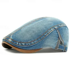 Men's Flat Cap Ascot Hat Newsboy Hat Black Navy Blue Denim Fashion Casual Street Daily Plain Adjustable Sunscreen Breathable