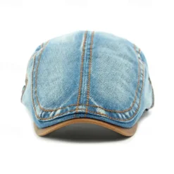 Men's Flat Cap Ascot Hat Newsboy Hat Black Navy Blue Denim Fashion Casual Street Daily Plain Adjustable Sunscreen Breathable