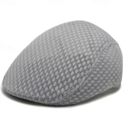 Men's Flat Cap Beret Hat Ascot Hat Newsboy Hat Black Light Grey Polyester Mesh Fashion Casual British Street Daily Plain Adjustable Breathable