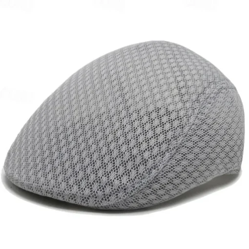 Men's Flat Cap Beret Hat Ascot Hat Newsboy Hat Black Light Grey Polyester Mesh Fashion Casual British Street Daily Plain Adjustable Breathable
