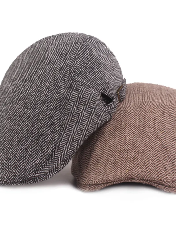 Men's Flat Cap Black Coffee Cotton Streetwear Stylish 1920s Fashion Outdoor Daily Going out Graphic Prints Warm