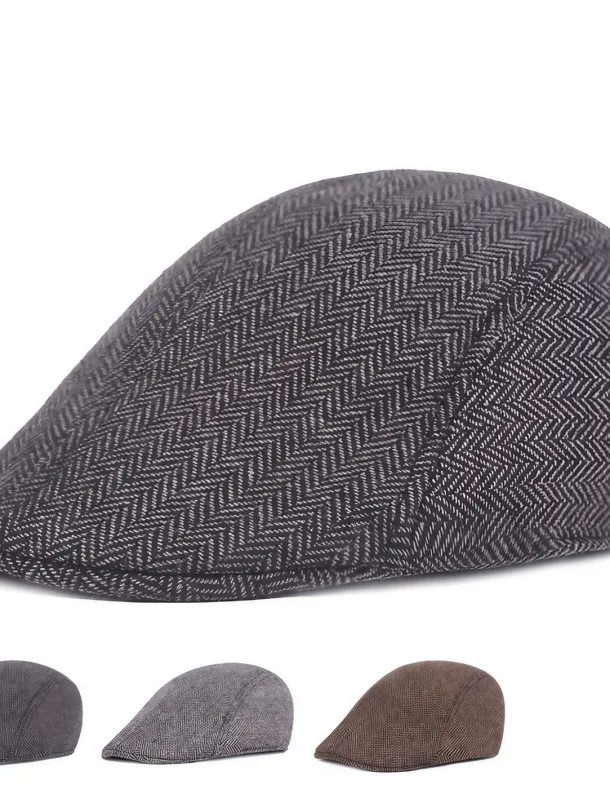 Men's Flat Cap Light Grey Dark Gray Cotton Streetwear Stylish 1920s Fashion Outdoor Daily Going out Graphic Prints Warm