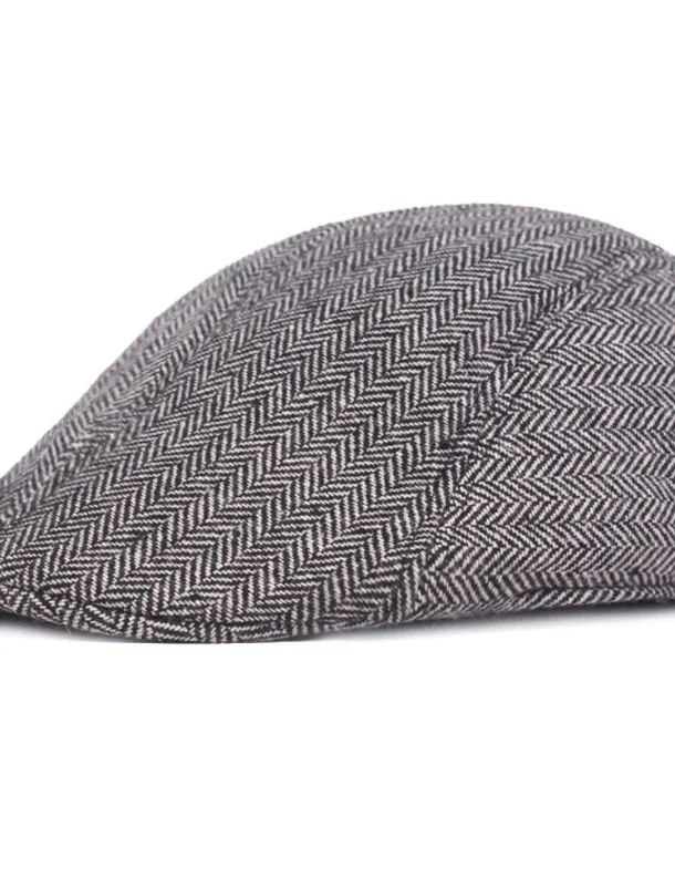 Men's Flat Cap Light Grey Dark Gray Cotton Streetwear Stylish 1920s Fashion Outdoor Daily Going out Graphic Prints Warm
